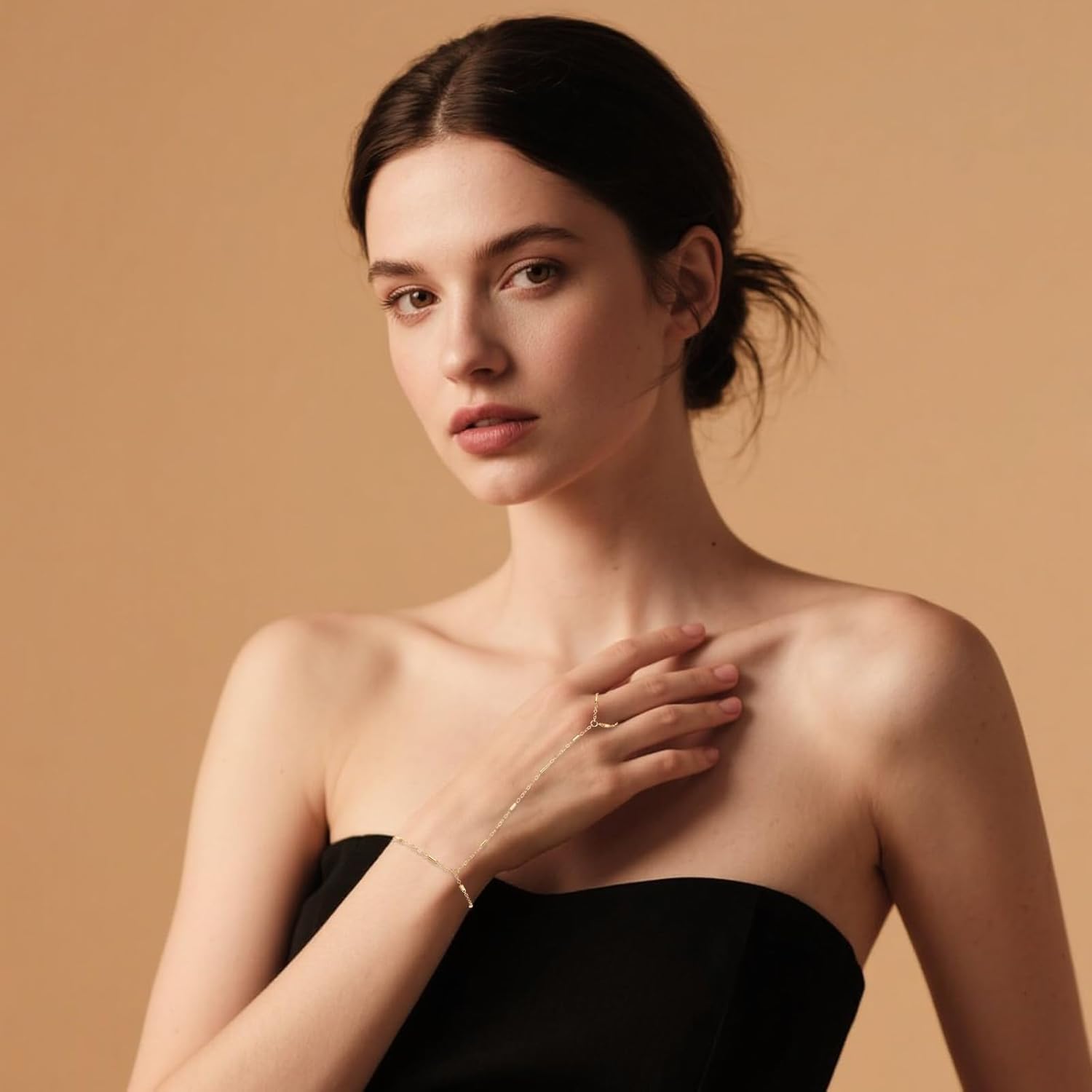 Gold Hand Chain Bracelet, Adjustable Dainty Chain Ring Bracelet with Finger Ring Boho Summer Jewelry Beach Accessories for Women - Image 6