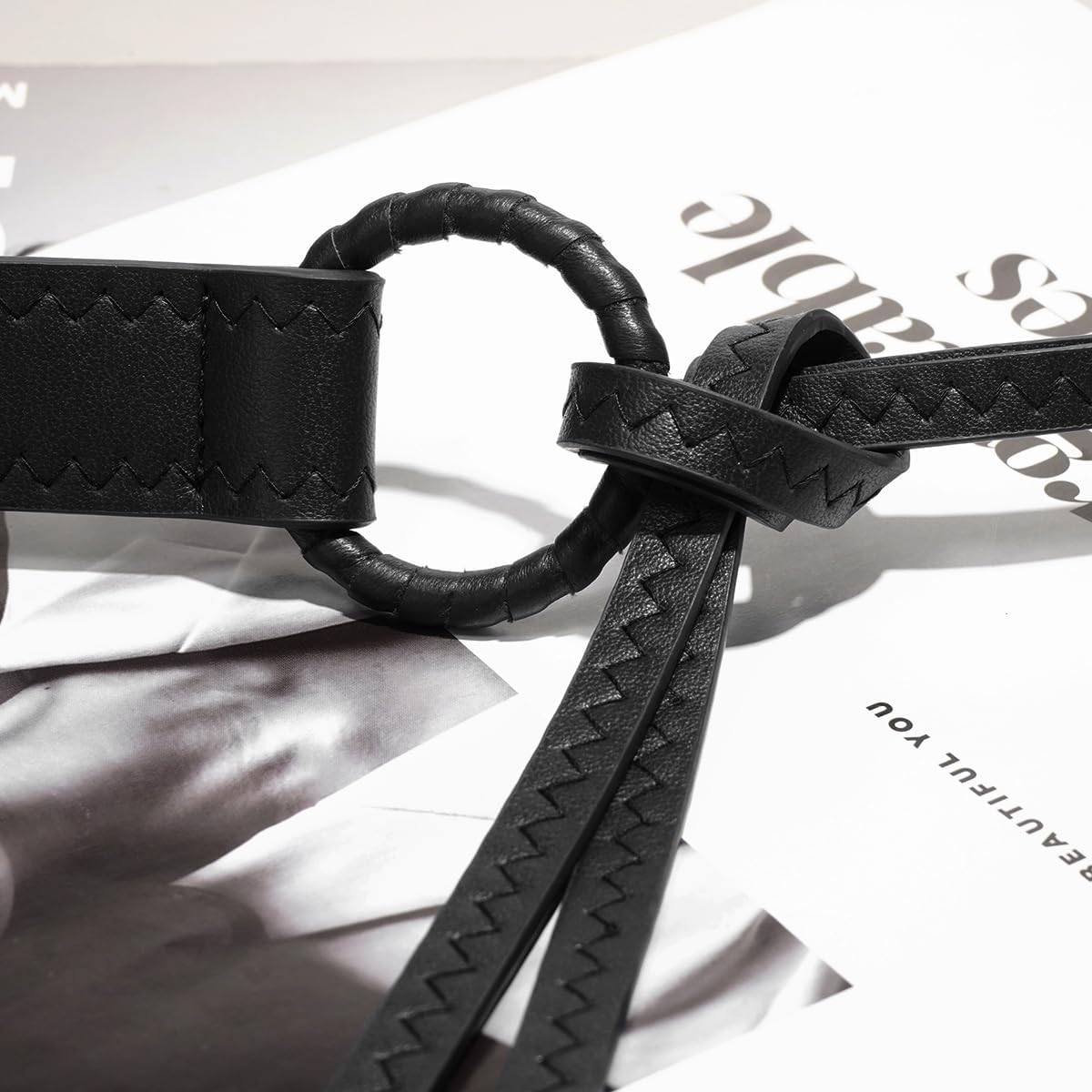 Knotted Waist Belt for Women PU Leather Thin Strap Belt for Dresses - Image 5