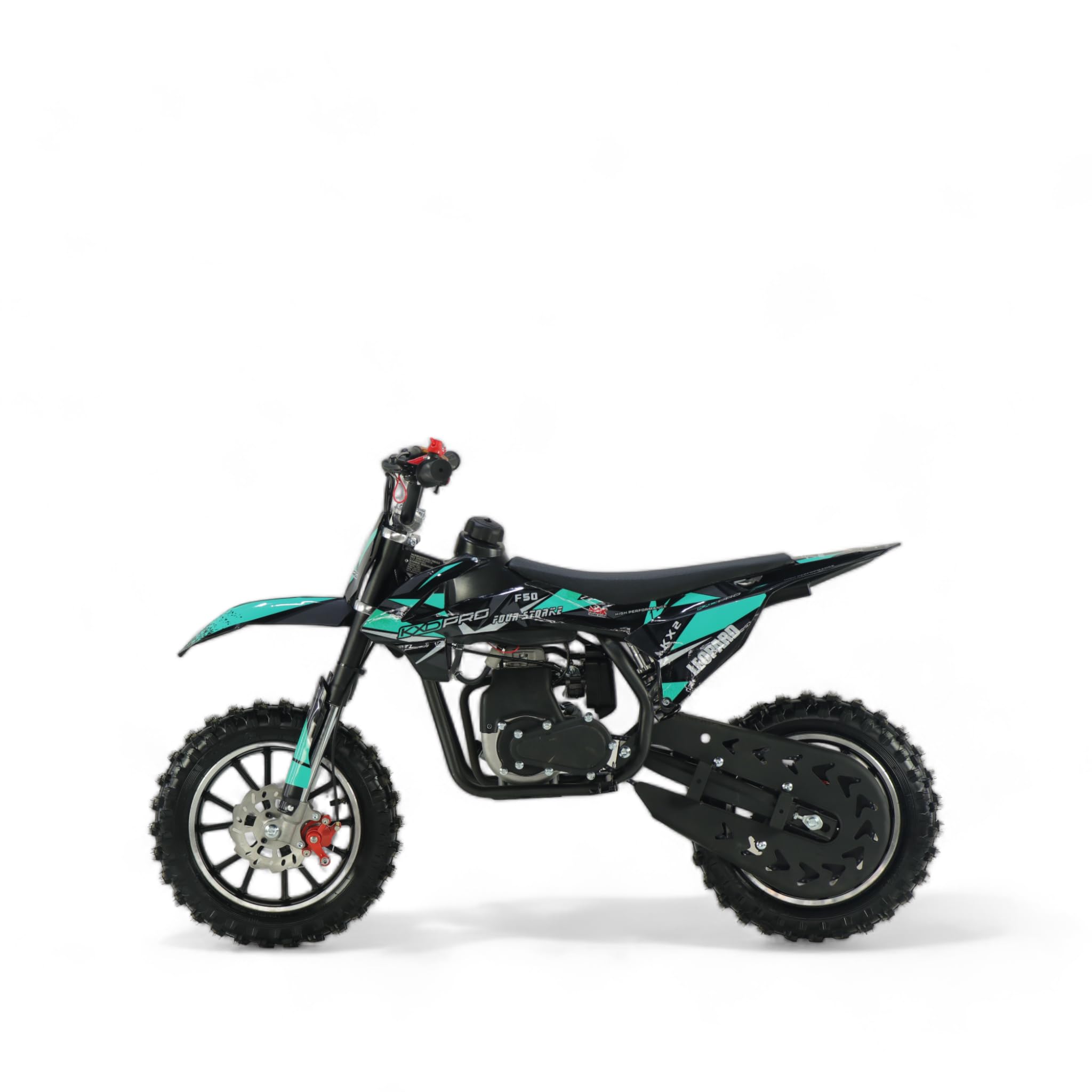 KXD 705 - Moto de cross, 49 cc, motor de 4 tiempos, leopardo, dirt bike, crossbike, turquesa