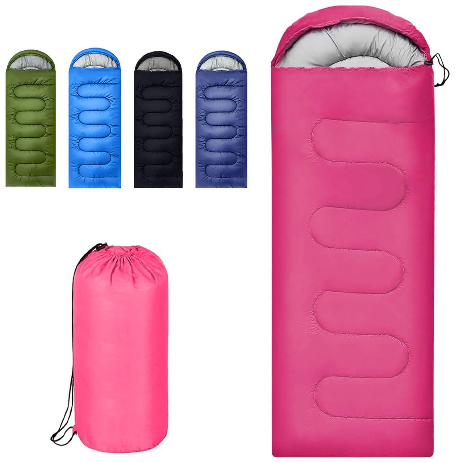 Sleeping Bag for Adults 3-4 Seasons Ultralight, Rose Red 1.3kg