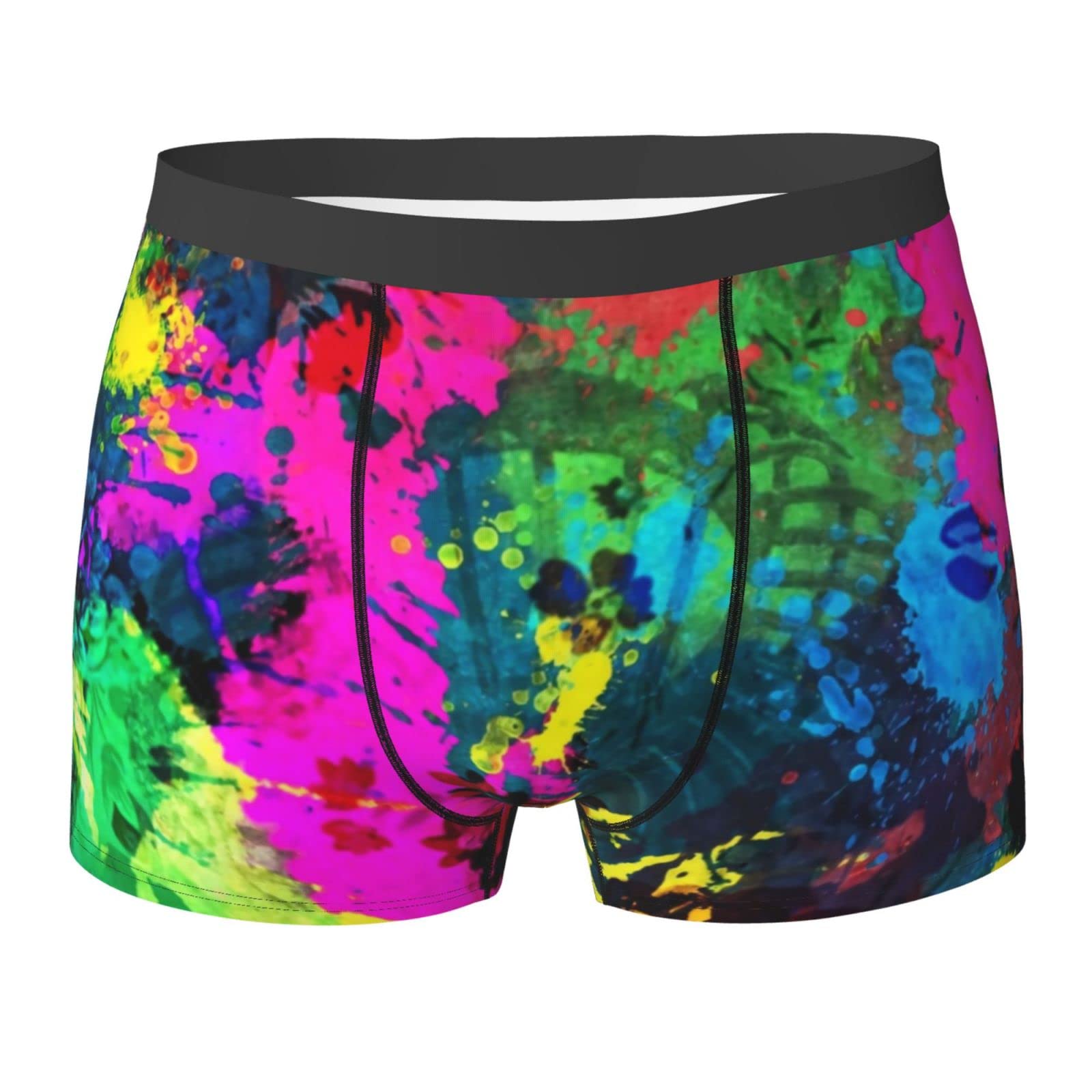 fifbird Men's Boxer Glow in Dark Splatter Neon With Elastic Waistband Briefs Shorts Underwear For Men