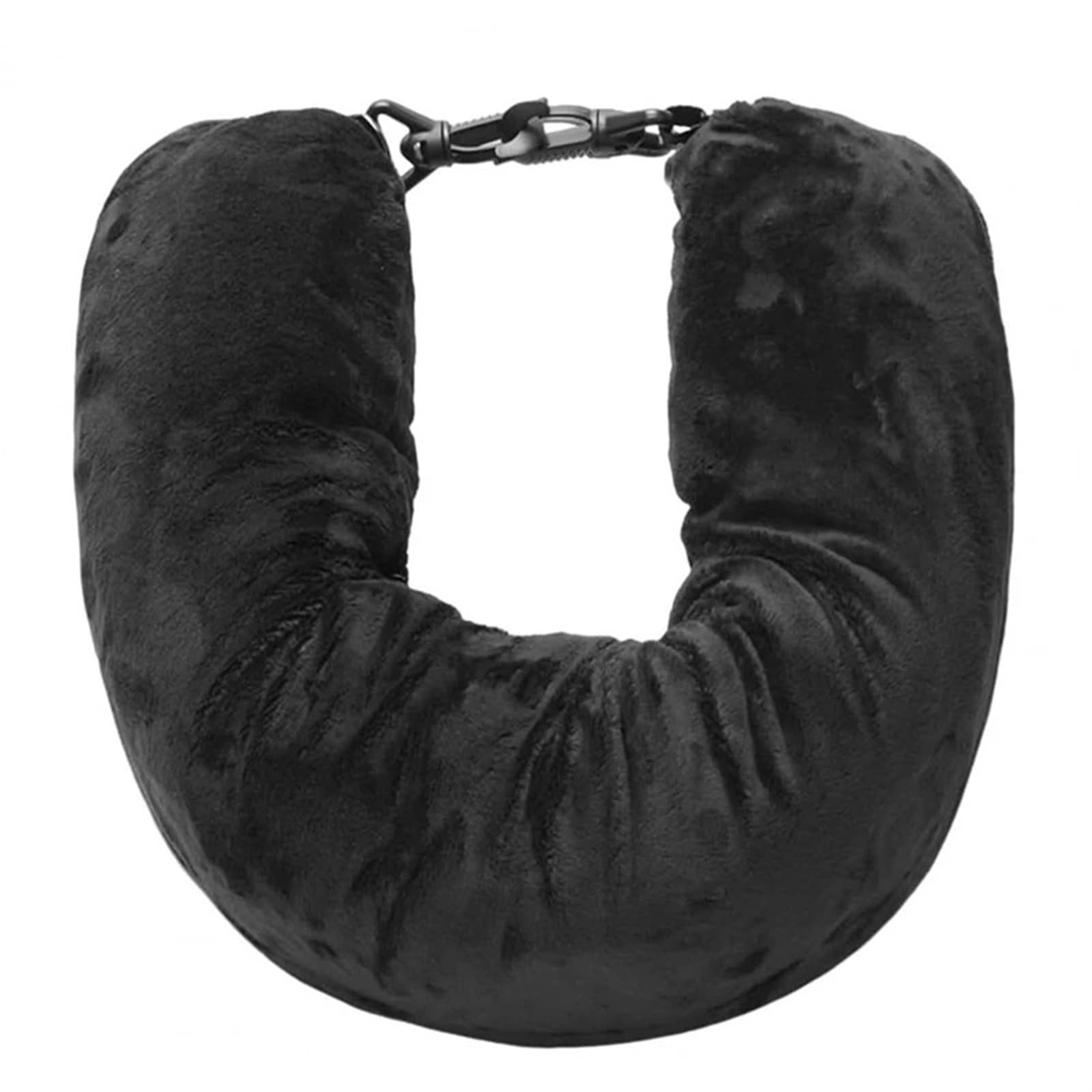 Mohuied Black Portable Neck Pillow Space-Saving Clothes Neck Pillow Adjustable Comfortable For Car Train Airplane For Travel(Black)
