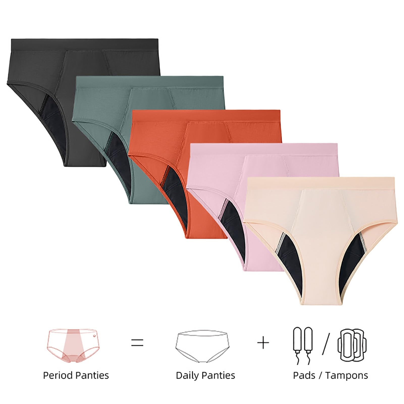 5PCS Biancheria Intima Periodica Forte Sanguinamento Assorbenza Periodi Biancheria Intima Traspirante A Prova Di Perdite Mestruale Mutande Slip Donna