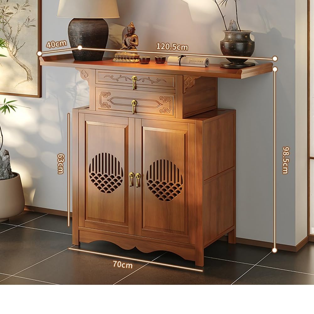 Tavolino da meditazione Mobile da altare con consolle in legno cassetti per la preghiera(Grande)