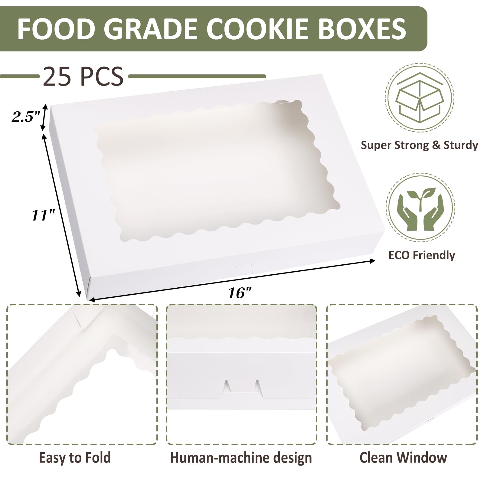Tomnk 25 cajas de panadería grandes de 40,6 x 28,3 x 6,3 cm, cajas de galletas blancas con ventana, para 12 donas de postre para pasteles, chocolate, fresas, magdalenas, donas y recuerdos de fiesta