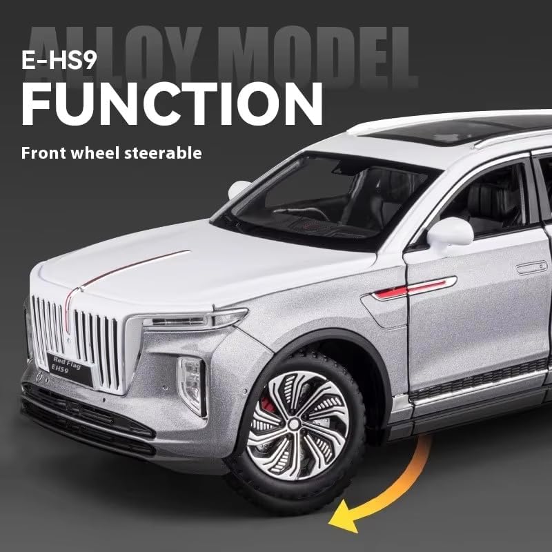 Image of VARIYA ENTERPRISE Exclusive Alloy Metal Pull Back Die-Cast Car Diecast Metal Pullback Toy Car with Openable 6 Doors,Light Music Boys Gifts Toys (1:24 HONGQI Red Flag H9-Multicolor)