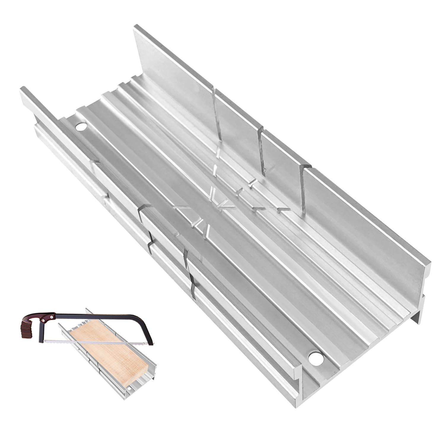 Metal Mitre Box, 5.3 Inch Mini Mitre Block, Angle Precision Cutting Box, for Manual Saw for Hand Saw 3 Cutting Angles - for DIYer Woodworker Woodcarver Carpenter