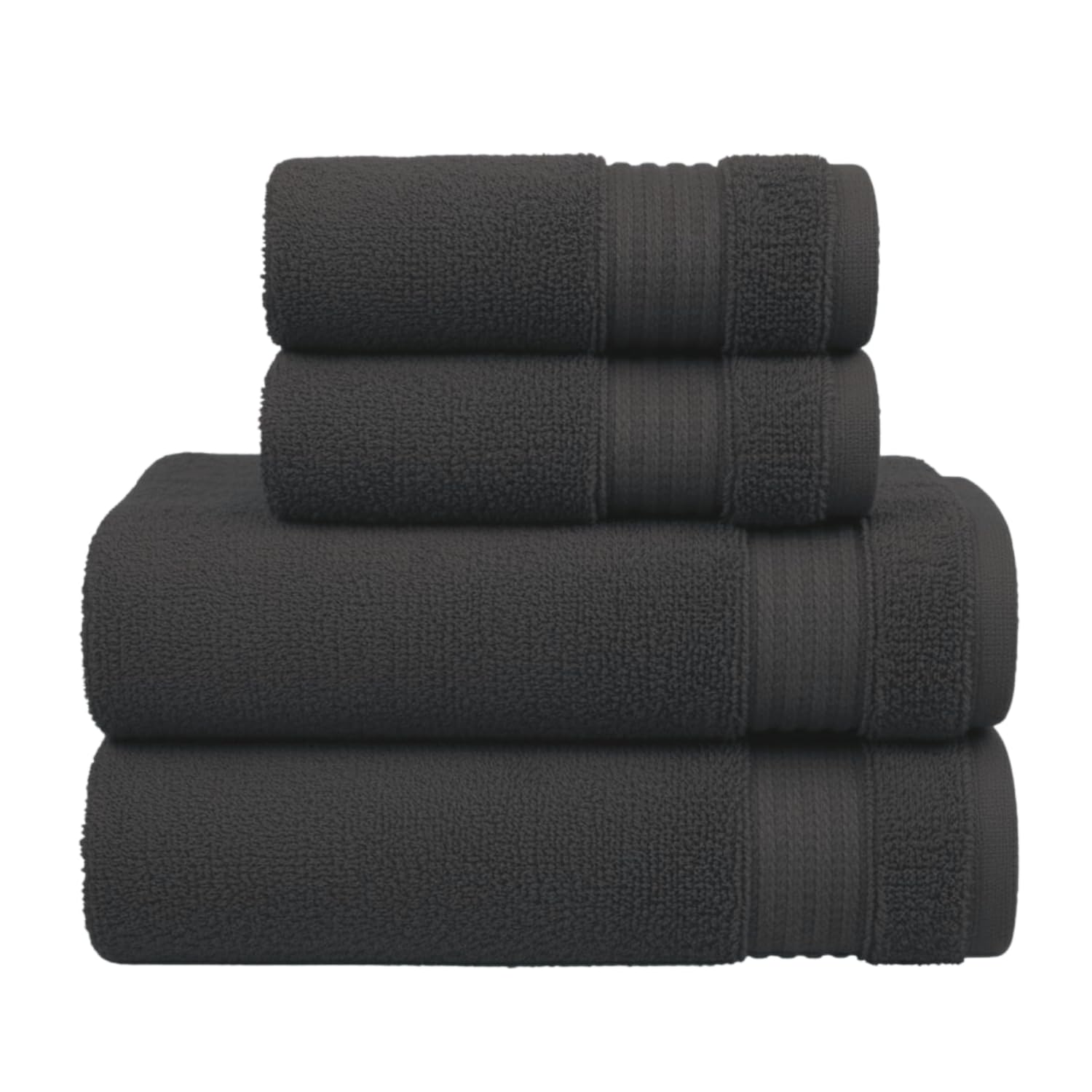 Crystal Tex 4 Piece Towel Bale Set – 100% Cotton Bathroom Towel Set Including 2 Hand Towels 50x80 cm & 2 Bath Sheets 80x140 cm, Soft Absorbent Luxury Towels for Bathroom, Spa & Hotel