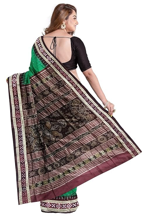 Image of Handmade Pure Bomkai Silk Saree Khandua Natural Silk Ikkat Saree For Women /Ethnic Wear /Traditonal Saree /Handloom Saree With Regular Fit Blouse Piece