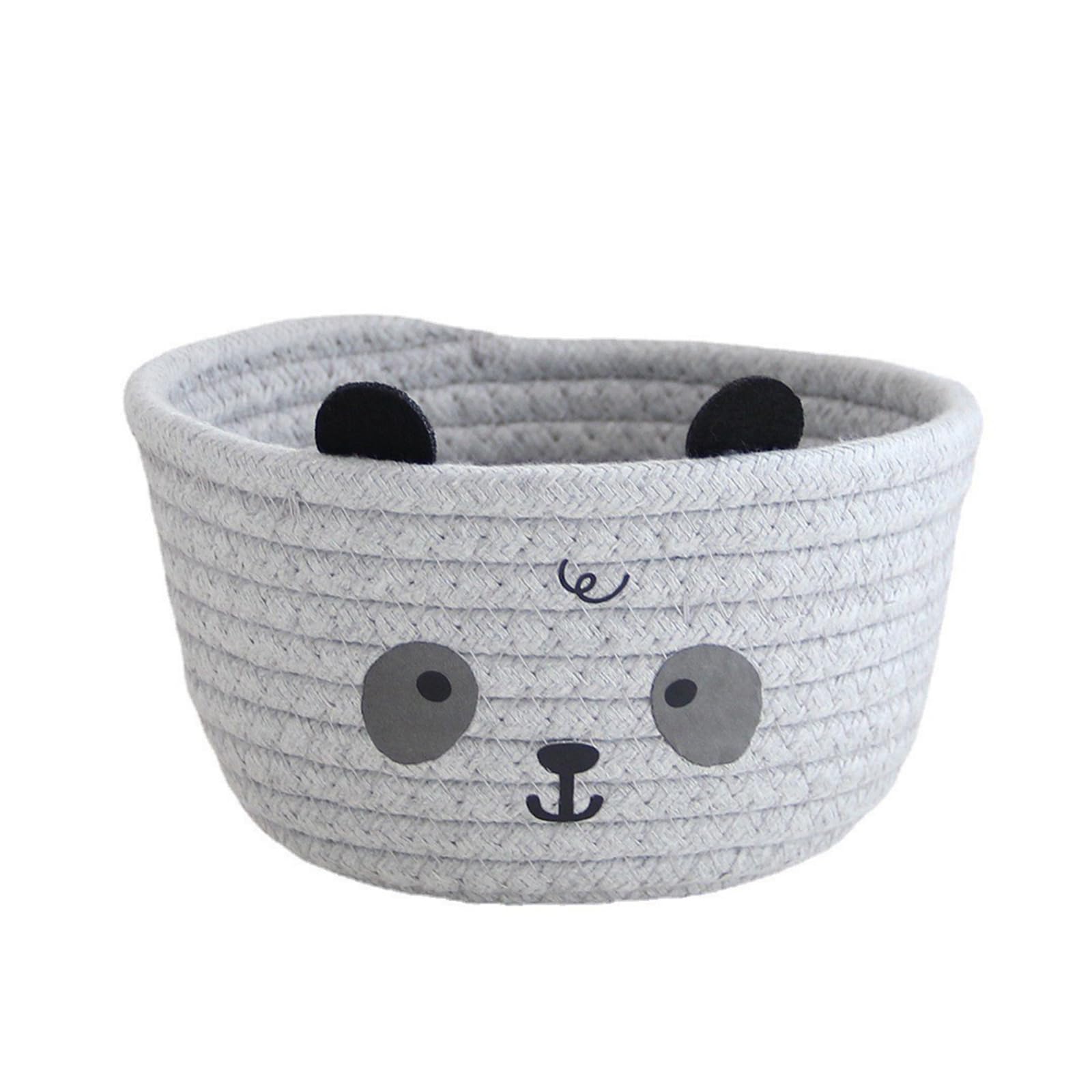 Yhplxyuus Charm Lovely Bear and Pandas Sturdy Cotton Rope Storage Basket for Efficient Space Saving Designs Home Organization Home Decoration Basket
