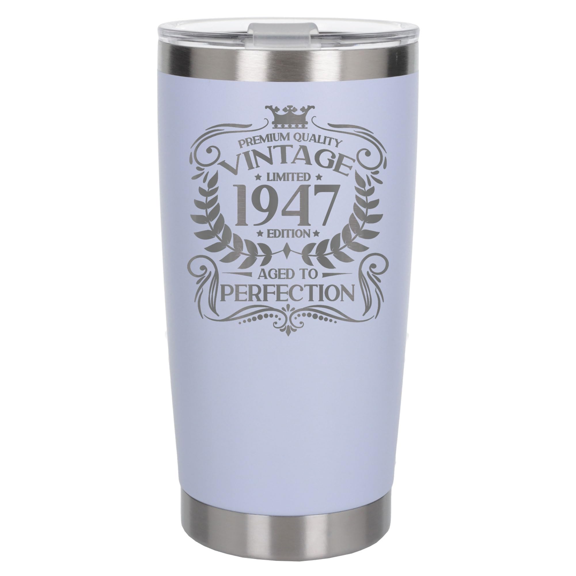 Always Looking Good 79th Birthday Gift Vintage 1947 Aged to Perfection Engraved Insulated Travel Mug Present for 79 Year Old White Thermal Coffee Flask Travel Mugs with Lids
