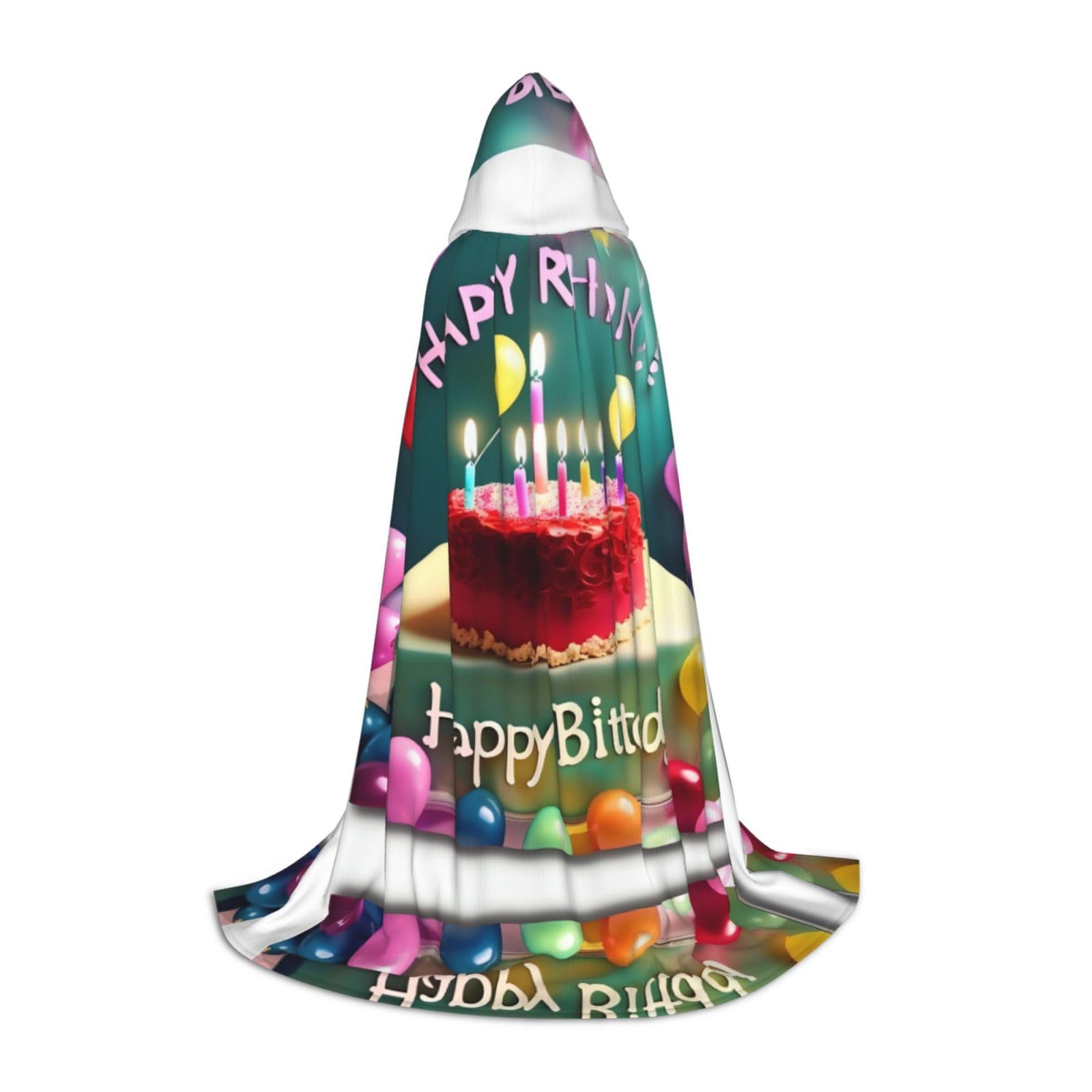 QAZWZML Happy Birthday Beautiful Printed Large hooded cape, cosplay costume, perfect for fancy dress and holiday parties