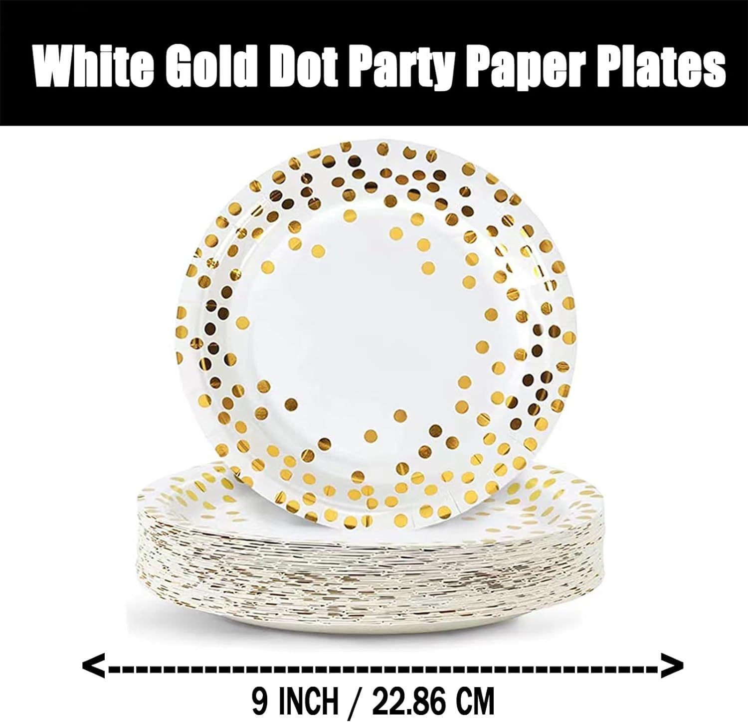 Elegant Gold Foil Confetti Dinner Plates - 10 Pack Of 9 Inch Disposable Party Plates For Celebrations