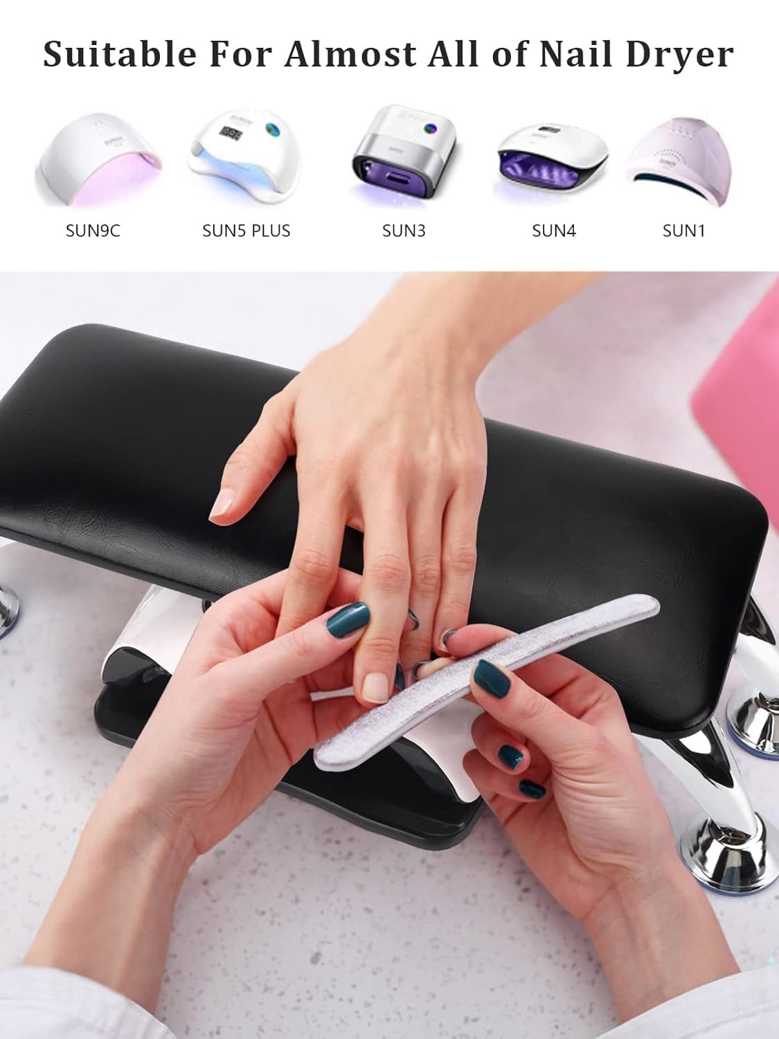 NIOFY Nail Arm Rest Cushion,Professional Adjustable Nail Hand Rest Stand for Acrylic Nails Hand Holder,Hand Pillow Stand with PU Leather Soft High-Density Sponge,Manicure Nail Tool (Multicolour) (Nail Arm Rest-1) 1