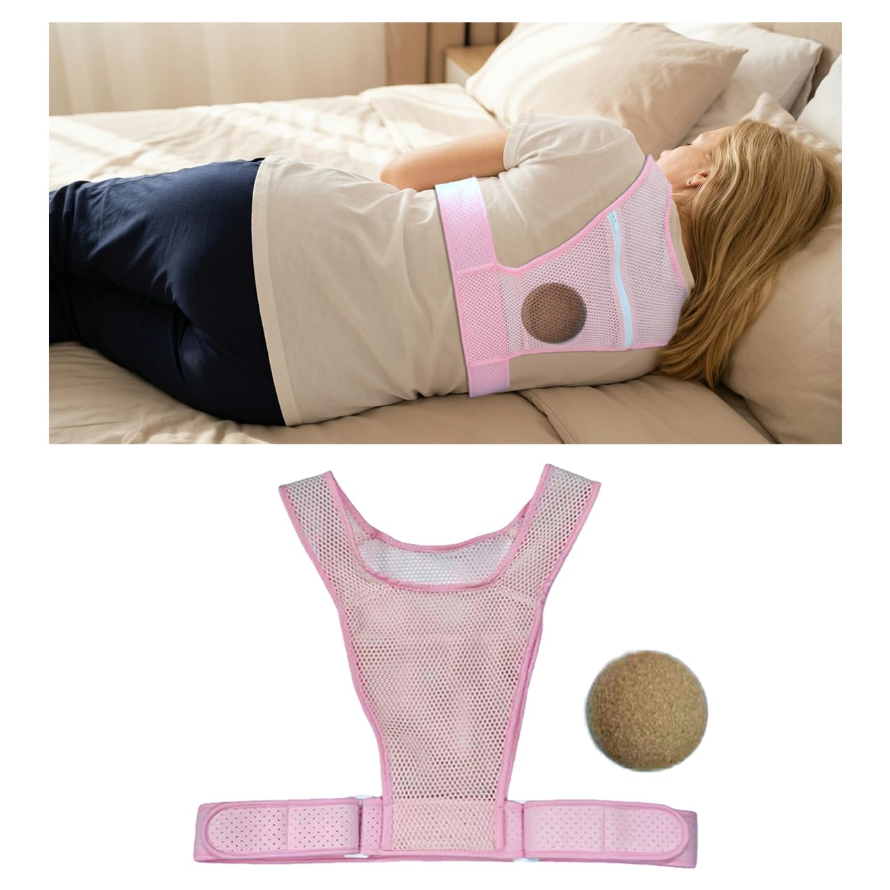 Side Sleep Apnea Devices Adjustable Back Sleeping and Snoring Relief(Pink)