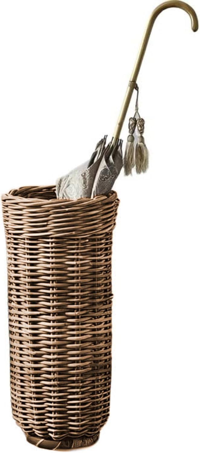 PFLife: Wicker Umbrella Stand Indoor, Umbrella Holder for Entryway, Natural & Handmade Rattan Umbrella Stand for Storing Umbrellas, Walking Sticks & Walking Canes, Drip Tray, Mudroom