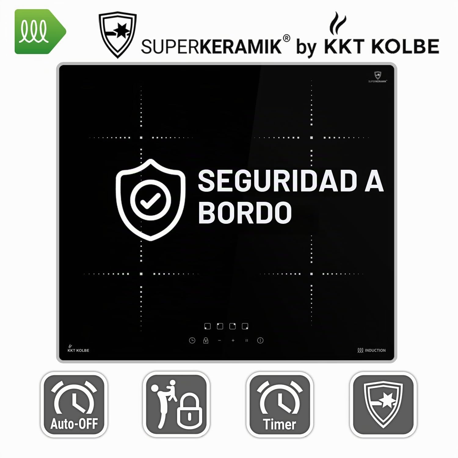Placa induccion 60 cm | 7 kW | 4 fuegos | 9 niveles de potencia | marco delgado de acero inoxidable | Temporizador | IH85900ED | Autosuficiente, 4 zonas de cocción, 9 niveles, con marco, temporizador de apagado, detección de olla y bloqueo de teclas