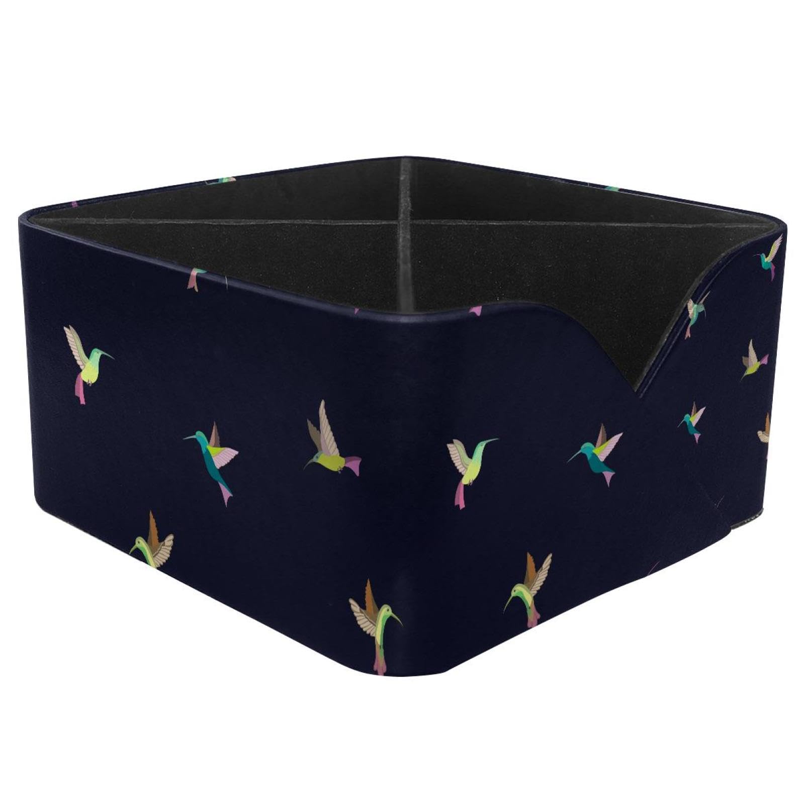 KengjuTesu Bright Birds Hummingbird Animals Pattern Desktop Organizer Pen Holder, Rectangular Pencil Cup for Office, Study and Makeup Stations