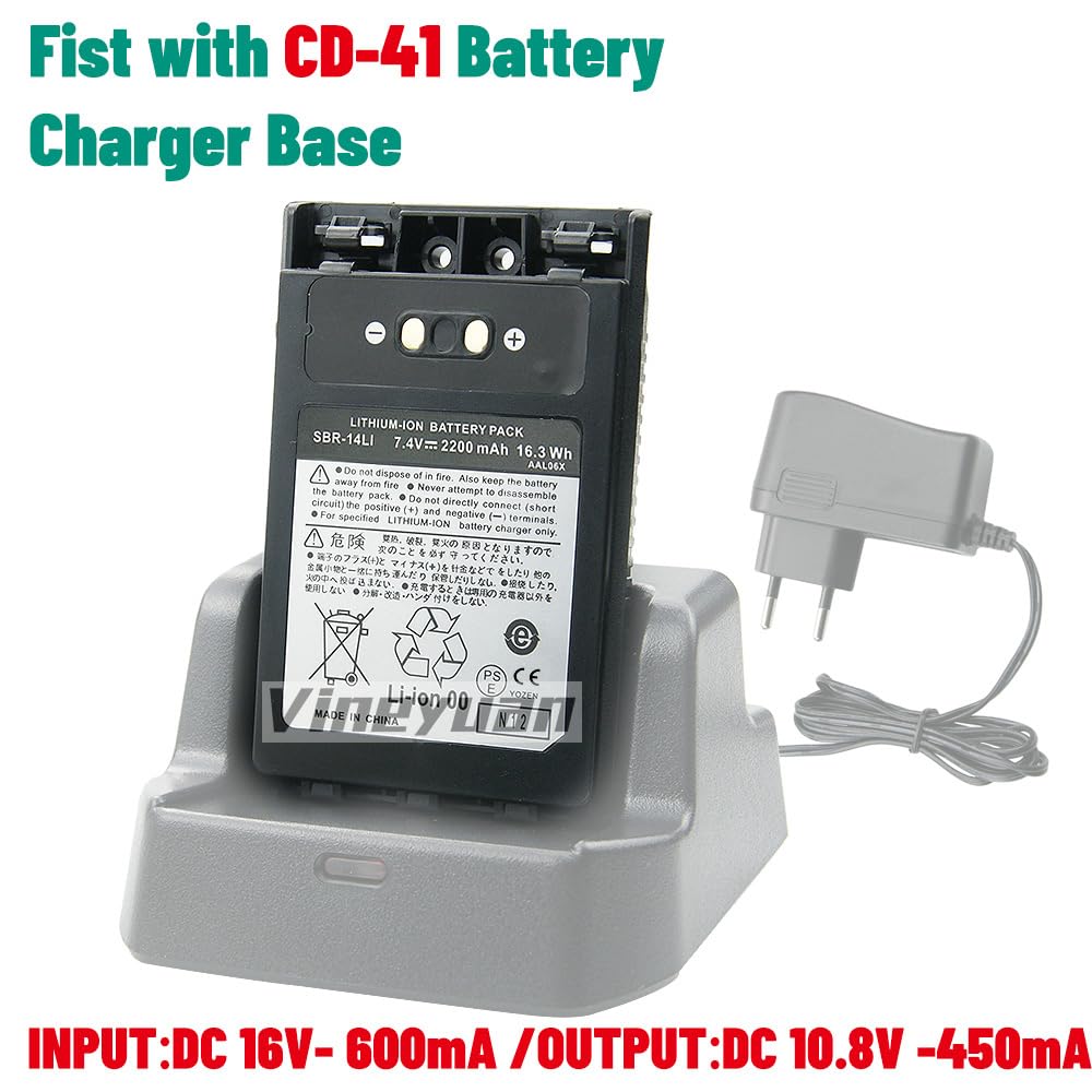 Yaesu SBR-14LI - Batería de litio (2200 mAh, 2200 mAh, para Yaesu VX-8R, 8 GR FT-1DR FT1XD FT-2D Series Batería de repuesto