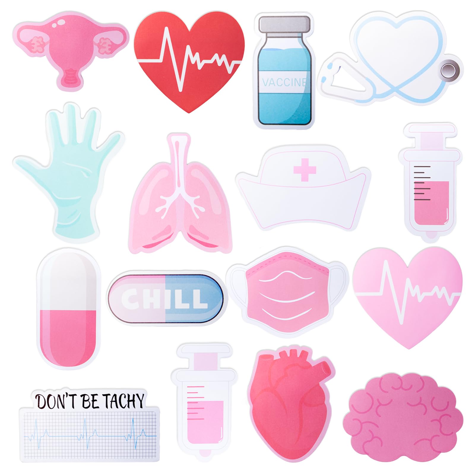 Keboyoe 16 Pack 480 Sheets Funny Nurse Sticky Notes Nursing Self Stick Note Pads Medical Themed Cute Memo Pads Notepads Booklet Memo Notepads Nurse Gifts for Hospital School Office Supplies(Blue,Pink)