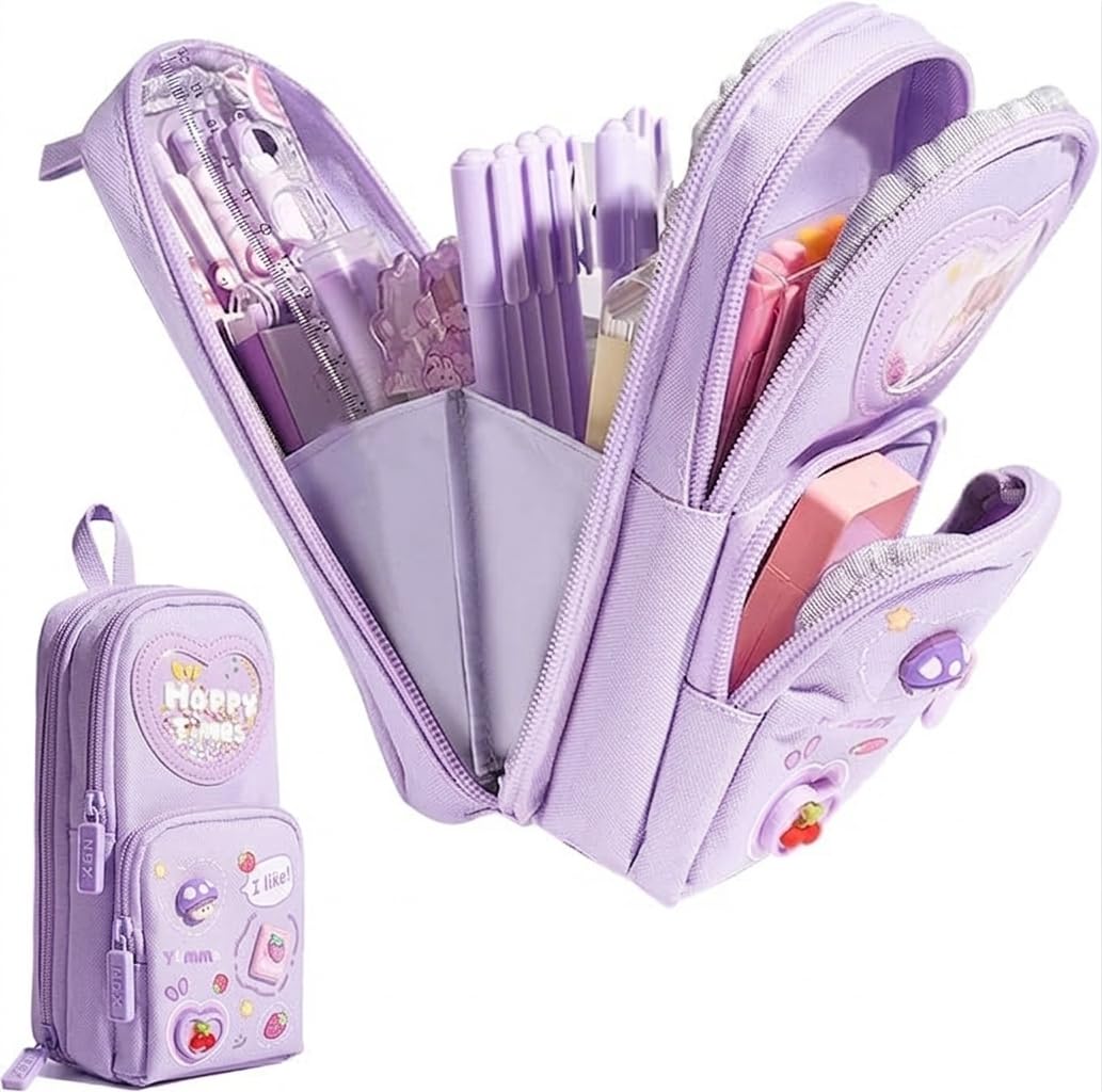 YBN Premium Cute Pencil Pouch 6 Layer with 3 Compartment Cute Aesthetic Pencil Case for Girls Large Capacity Pencil Pouch Organiser for School Kids Cute Stationary Gift (Multi Design)-image-48