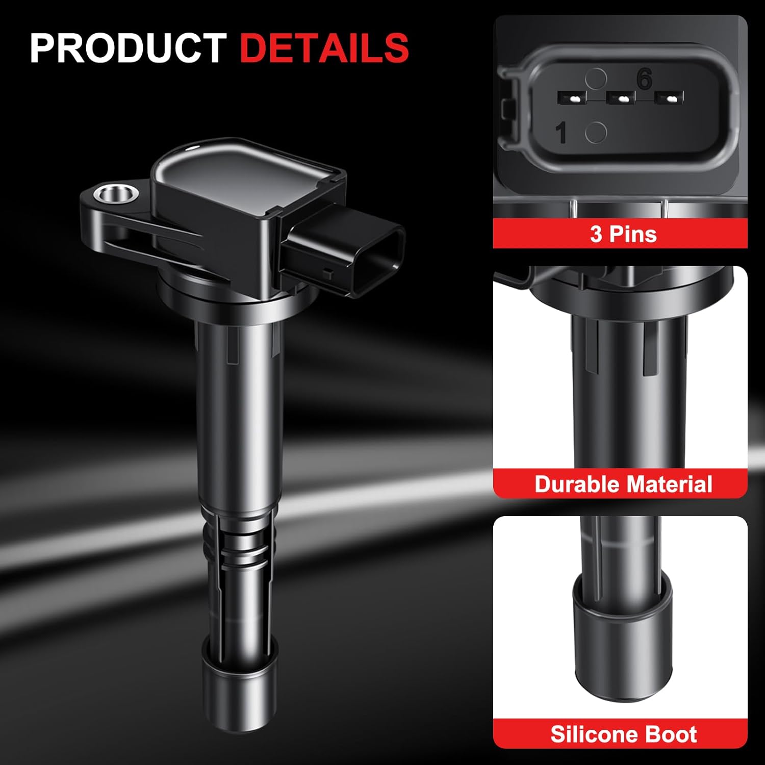 Ignition Coils Pack UF583 Fits for Acura CSX RSX 2002-2011, Fits for Honda Civic S2000 Accord CR-V Element L4 2.0L 2.2L 2.4L 2000-2011, Set of 4