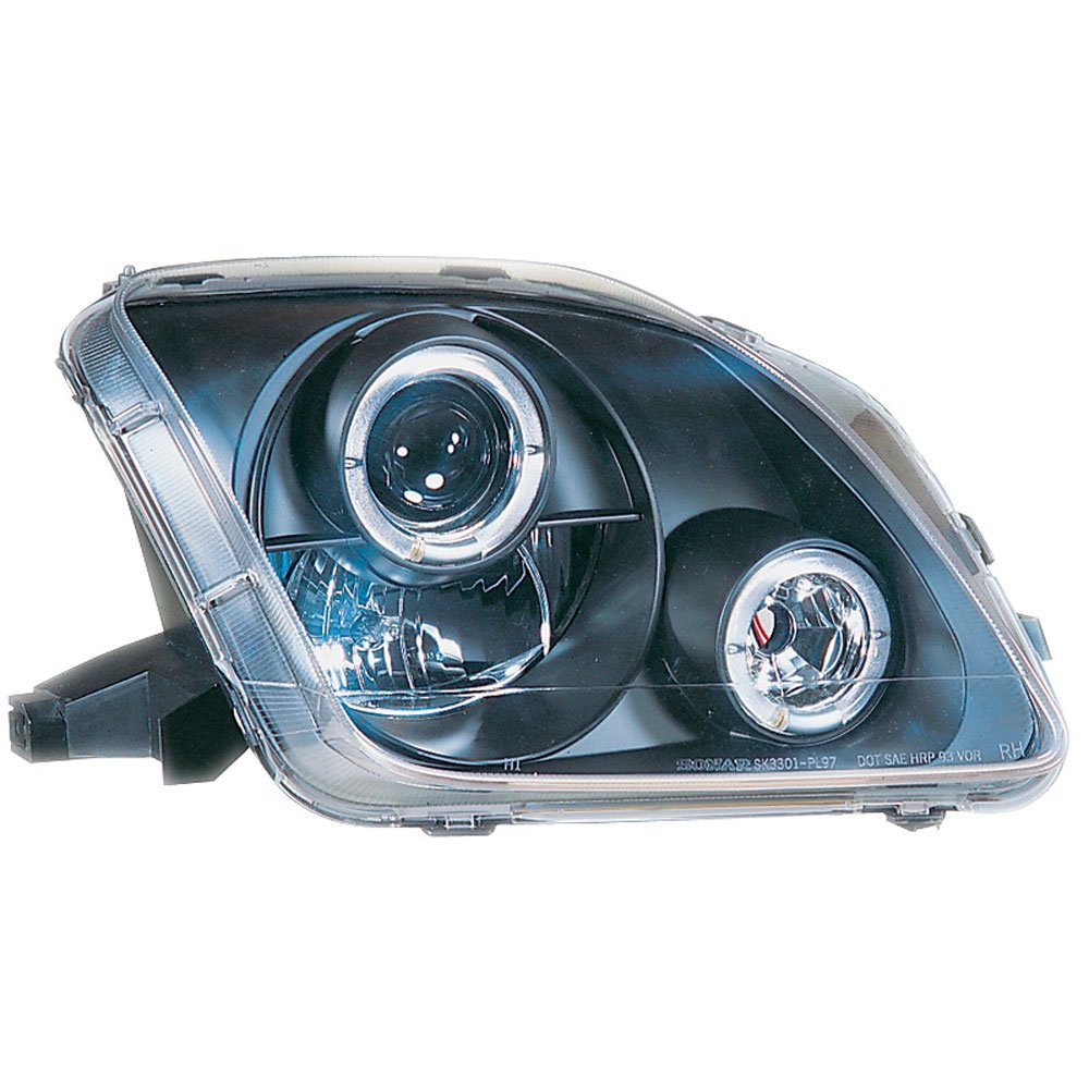 AUTO-STYLE Zestaw reflektorów kompatybilnych z Honda Prelude 1997-2001 - czarny - w zestawie pierścienie światła postojowego