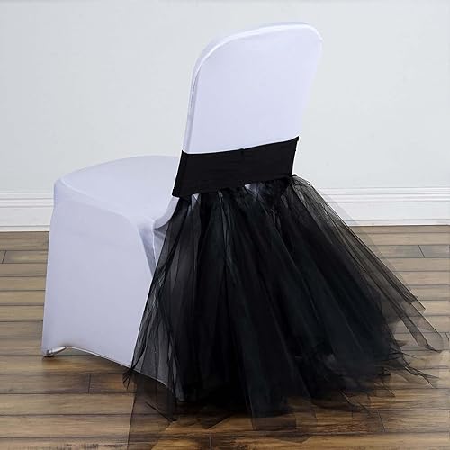Efavormart - 40 piezas de falda tutú para silla de elastano negro, decoración de silla para eventos de boda