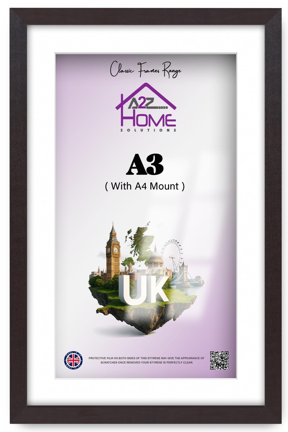 A2Z Home Solutions® Wall Poster Picture Frame With Mount to Hang Portrait or Landscape Art Gallery Mahogany Photo Frame With White Mount- A3 Pic Size A4