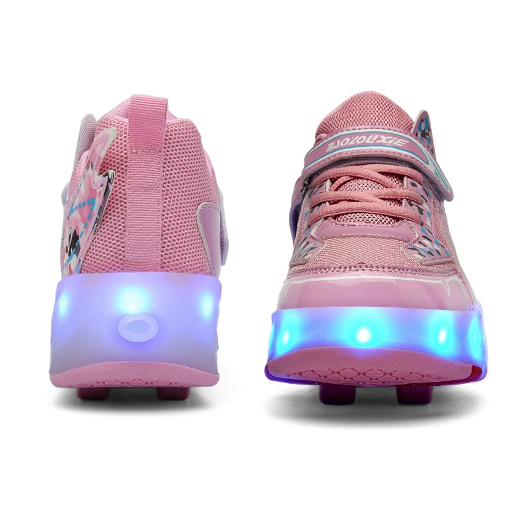 Mateju Zapatos con Ruedas para Niña y Niño, Patines con 4 Ruedas, Zapatillas Deportivas al Aire Libre Retráctil, Zapatillas de Skateboarding Niñas Niños, Adulto