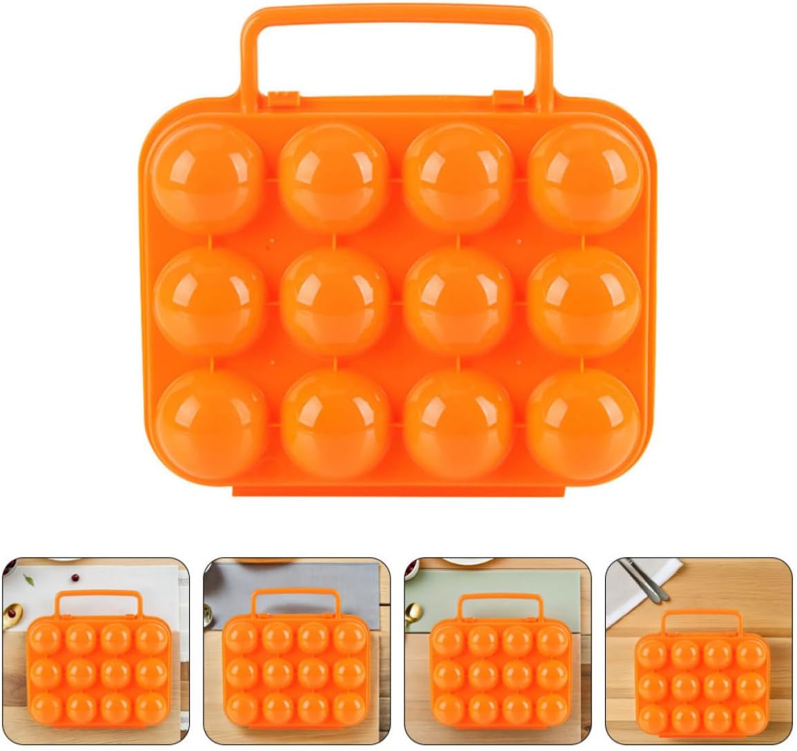 2pcs Portable Egg Carrier Box 12-egg Capacity Silicone Camping Egg Holder Lightweight Travel Outdoor Storage Container with Handle Easy to Clean Stackable