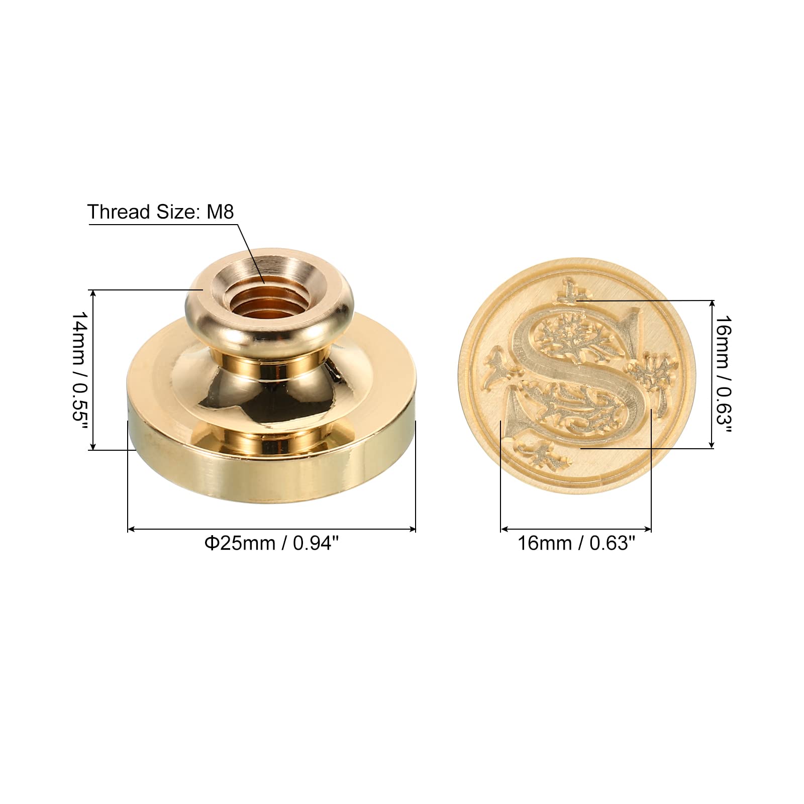 PATIKIL Alphabet S Wax Seal Stamp, Initial Letter Sealing Wax Stamp Classic Retro Brass Head for Envelope Invitation Cards - Image 2