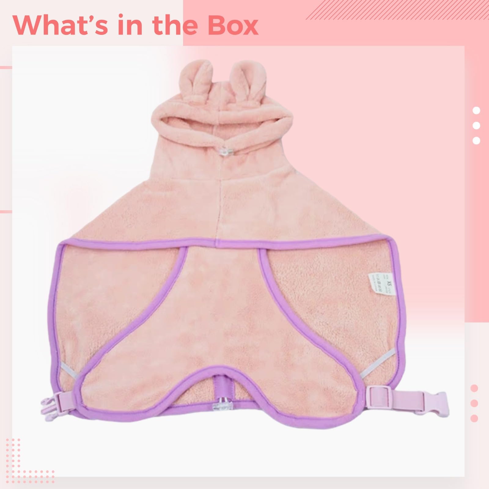 Hundebademantel mit Kapuze und Ohren, schnelltrocknendes Hundetuch aus weichem Polyester, Baderobe für Hunde, rosa, Größe M, zum schnellen Abtrocknen nach dem Baden und für angenehmen Komfort