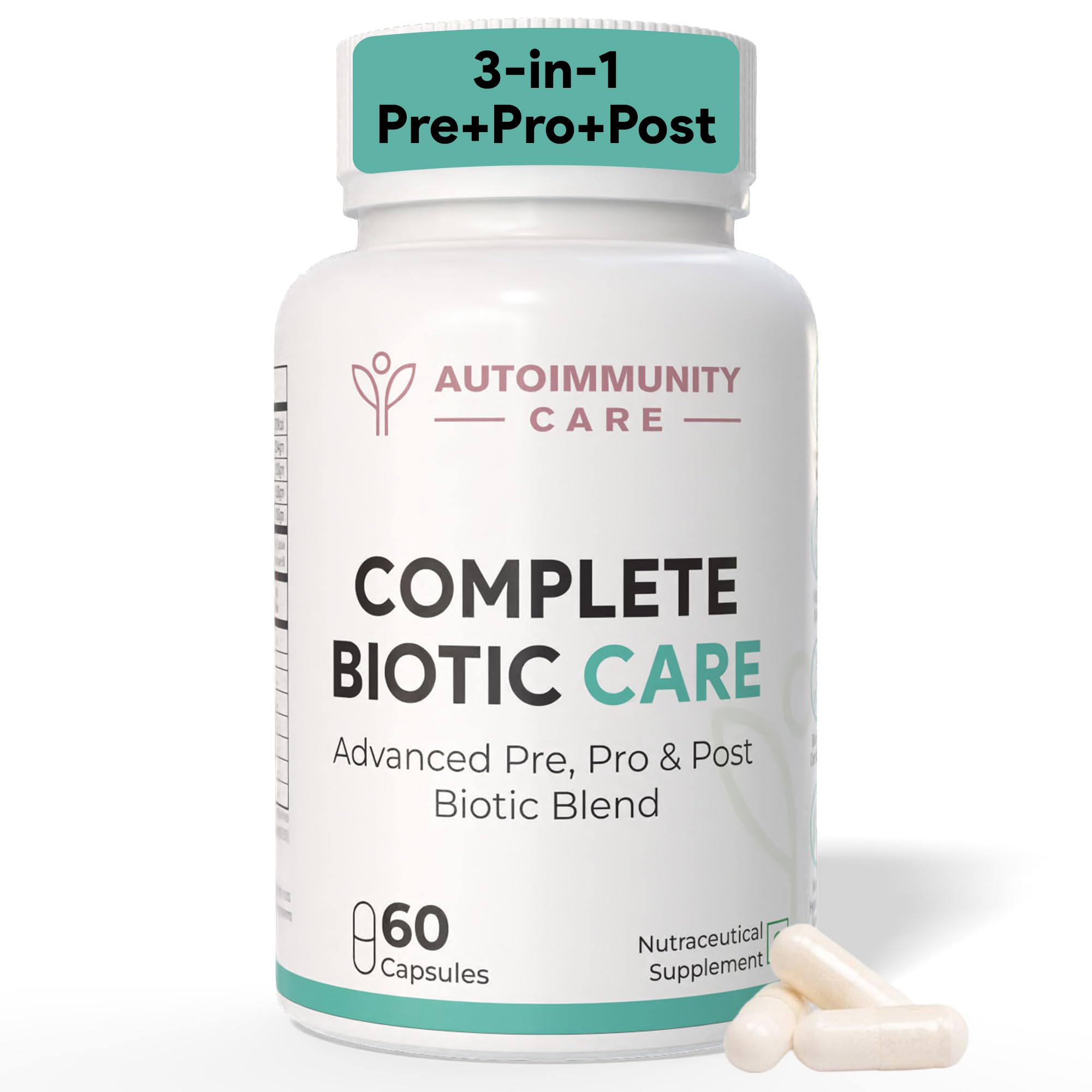 Sponsored Ad - Autoimmunity Care Complete Biotic Care – 3-in-1 Pre Pro & Post Biotic Supplement | Prebiotics + Probiotics Supplement with Postbiotics, for Women & Men | Digestion Improve Supplement, Gut & Immunity | 60 Caps (30 dose)