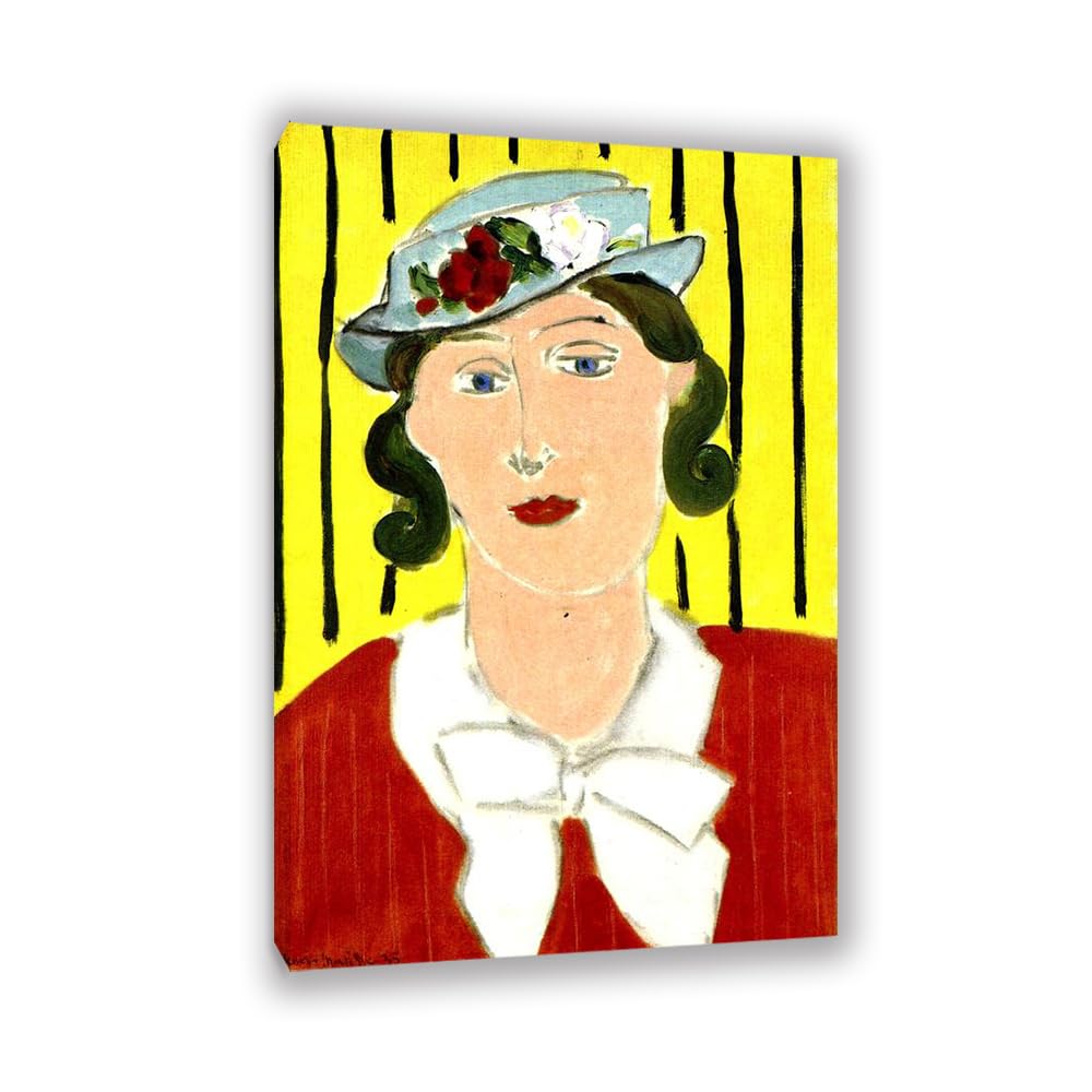 Mycggdgh Unframe Henri Matisse Painting Reproduction Hat With Roses Fine Art Canvas Henri Matisse Wall Art Canvas Prints For Home Decor For Living Room Bathroom Office 45X30cm(18X12in) Frame