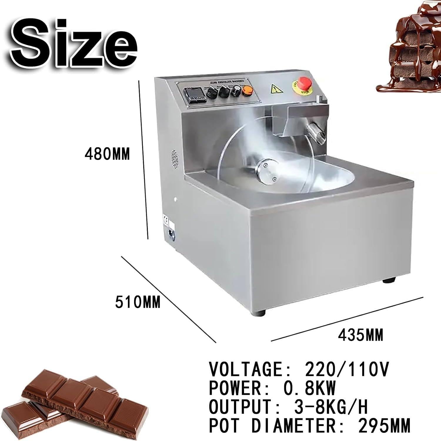 Olla para Calentar Chocolate de 800 W, MáQuina de Templado y Derretido de Chocolate con CalefaccióN EléCtrica, 5-10 Kg/H, para Derretir Chocolate, Caldera Aluminio para Dulces Chocolate