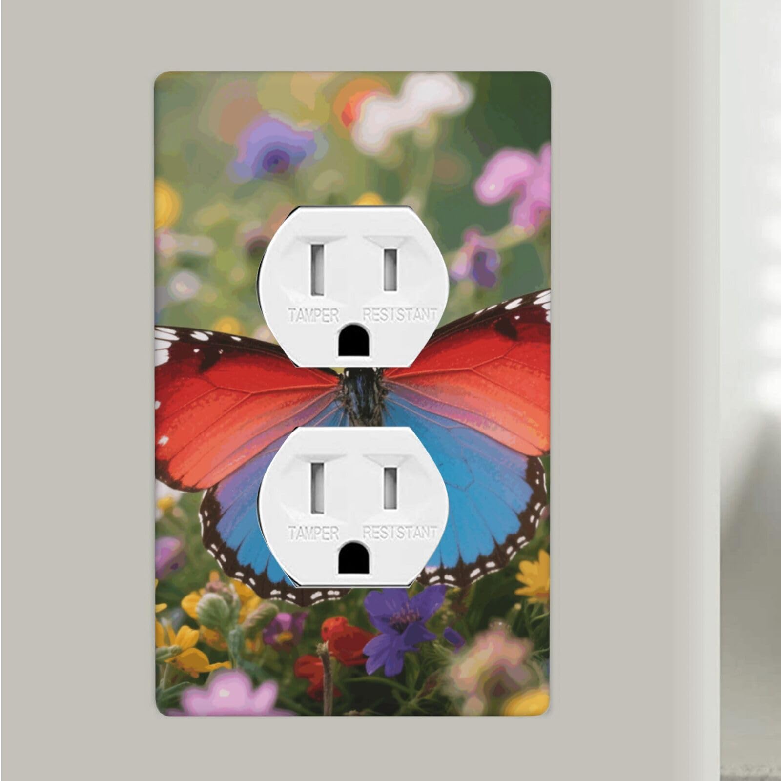 Butterfly Duplex Outlet Covers Wall Plates 1-Gang Switch Outlet Electrical Cover Plate Unbreakable Polycarbonate Switchplate Cover Faceplate For Bathroom Kitchen Home Decor