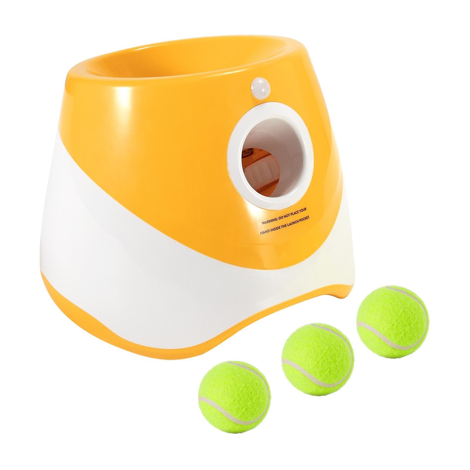 Lanceur de balle automatique pour chiens avec 3 balles interactives pour petits jouets orange