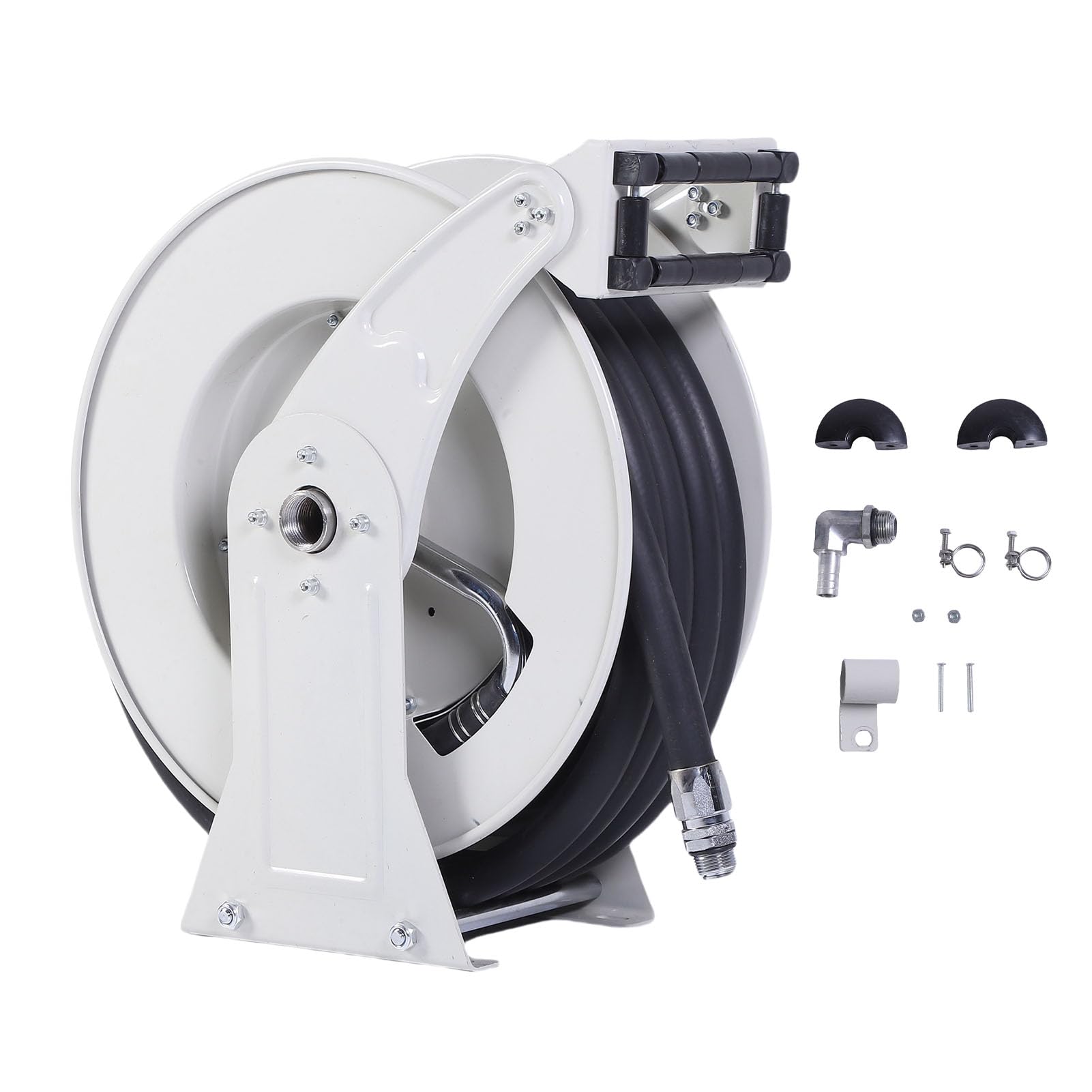 Carrete de Manguera de, Carrete Dispensador de Retráctil Automático de 3/4 Pulgadas X 32,81 Pies 300 PSI con Manguera Industrial, Ideal para Aviones, Barcos, Vehículos y Estaciones de