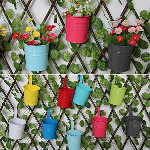 Alicemall Metal Iron Flower Pots Hanging with Datachable Handle Garden