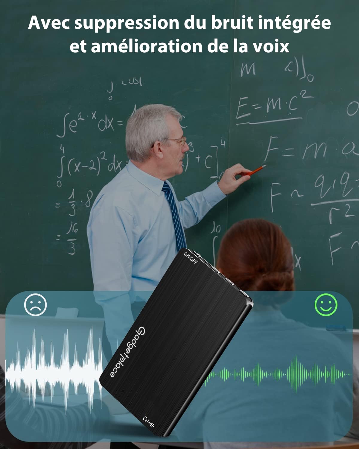 Mini Appareil d'écoute - 80 Heures d'enregistrement - Enregistreur Espion - Appareil d'écoute - Enregistreur Vocal numérique - Dictaphone