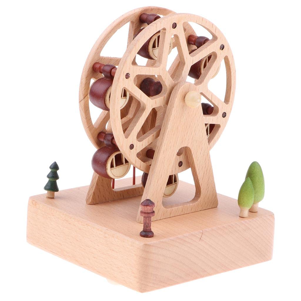 Scatola Musicale Legno Creativa Treno Corrente Manovella Melodia Regalo Compleanno Adatta per Bambini Adulti Decorazione Domestica, Come immagine, B