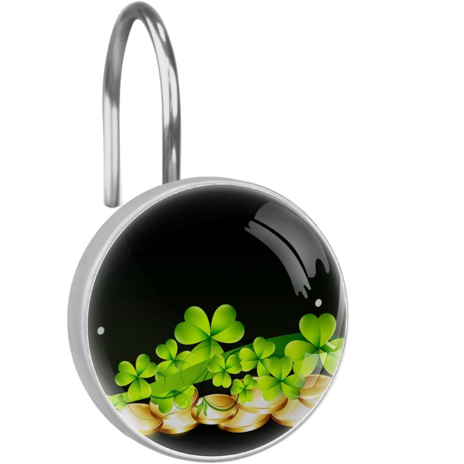 Crochets de rideau de douche en verre anti-coincement trèfle vert Saint Patrick
