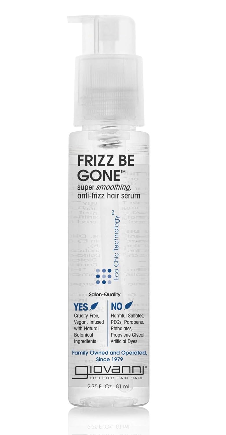 GIOVANNI ECO CHIC Frizz Be Gone – Super Smoothing Anti-Frizz Hair Serum, Adds Shine, Seals in Color, Infused with Natural Botanical Ingredients, Salon Quality, No Parabens – 2.75 oz GIOVANNI ECO CHIC Frizz Be Gone – Super Smoothing Anti-Frizz Hair Serum, Adds Shine, Seals in Color, Infused with Natural Botanical Ingredients, Salon Quality, No Parabens – 2.75 oz