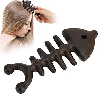 Pente de cabelo de dentes largos, pente de massagem de couro cabeludo de raspagem, pente de meridianos ébano masculino feminino portátil dentes largos relaxamento Acupoint pente de massagem para cuidados com a cabeça relaxamento e massagem