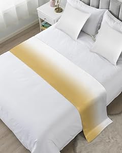 Yellow Ombre Bed Runners for Twin Size Bed Decorative Bed Throws for Foot of Bed White Gradient Color