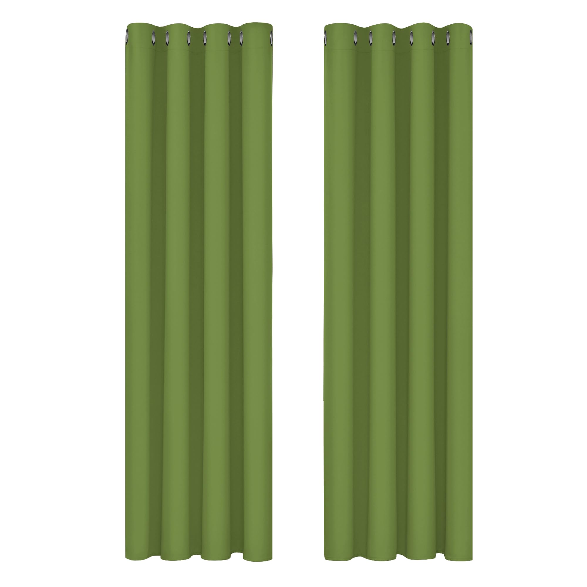 Deconovo Window Treatment Super Soft Solid Thermal Insulated Eyelet Bedroom Blackout Curtains for Kids Green 46x84 Inch 2 Panels