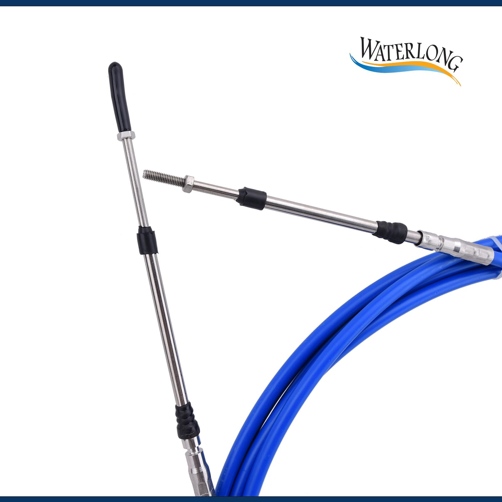 WATERLONG Boat Throttle Control Cable 24 Feet (2pcs Blue) Outboard Rotary Steering Cable for Most Single Station Boats