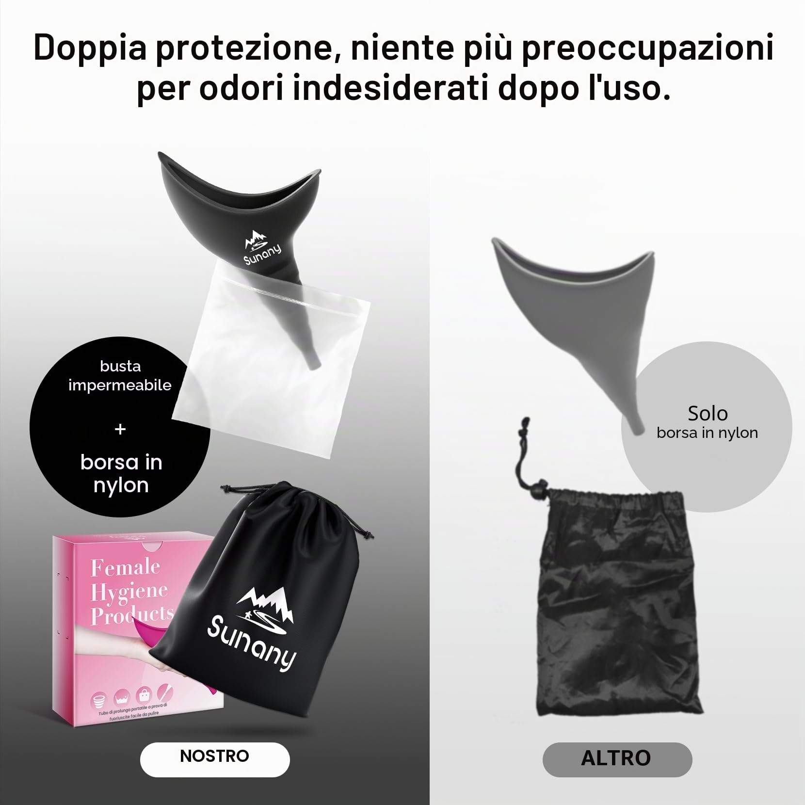Sunany Orinatoio Portatile Donna,Orinatoio Femminile Imbuto in Silicone per Donne in Piedi Fino a Pipì,Riutilizzabile urinatoio Donna,Adatto per All'aperto, attività, Campeggio, Viaggio