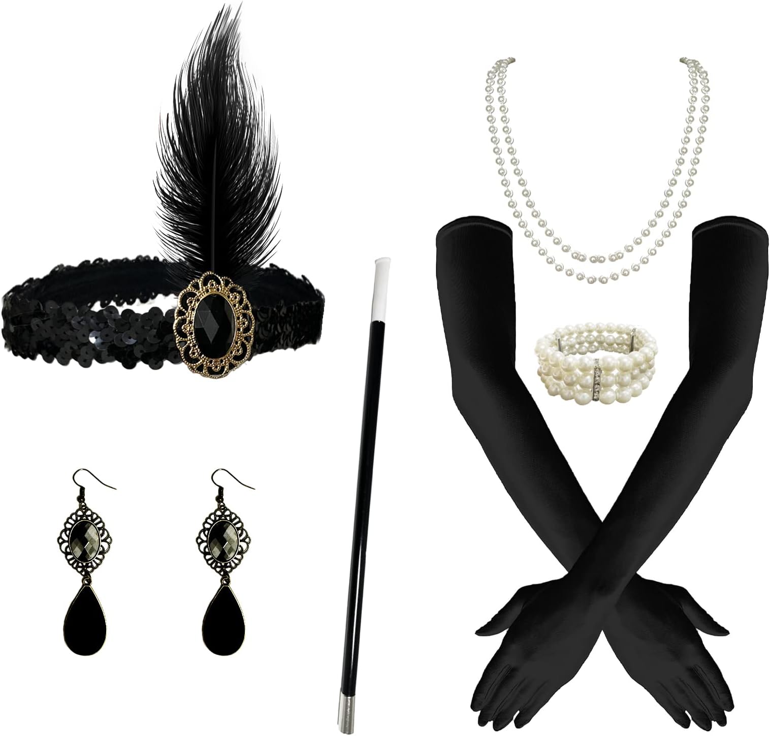 Borbilyn1920s Flapper Headpiece Roaring 20s Headband Fascinators Feather Hair Accessories Tea Party Hat Dress up